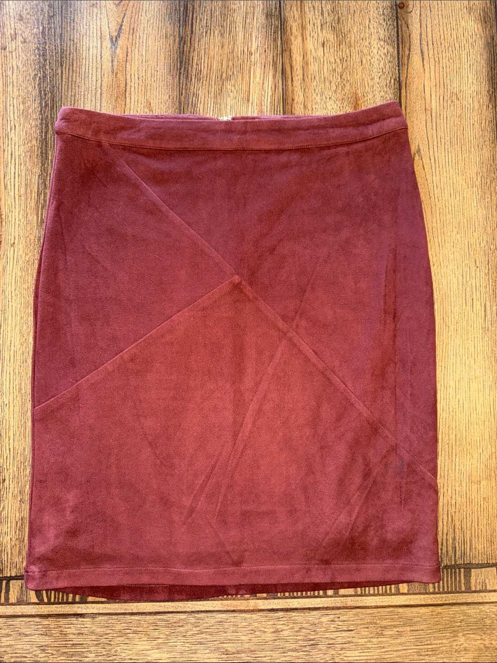 Pixley Burgundy Suede-Look Pencil Skirt